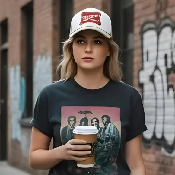 White and Tan Trucker Hat with Mama Tried Red Patch - Picture 5 of 5